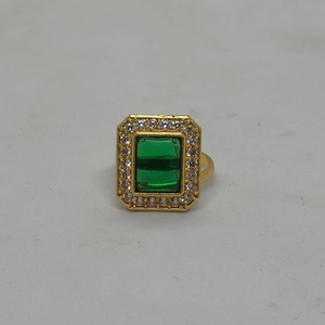 Luxury Emerald Green Crystal Cocktail <b>Ring</b> <b>Gold</b> Plated Emerald Cut Gemstone Statement <b>Ring</b> <b>Vintage</b> Cubic Zirconia Halo <b>Ring</b> - Product Image 1