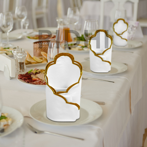 Serviettes en coton blanc faites à la main Ridhi avec broderie festonnée jaune, vente en gros 18x18 pouces pour mariages, fêtes, événements, décoration intérieure - Product Image 4