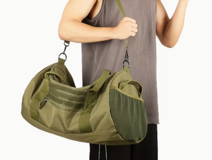 PROFIT SPORTS Olive Green <b>Corduroy</b> Duffel <b>Bag</b> 30-40L Big Capacity Adjustable Strap Zipper Closure Polyester Unisex Gym <b>Bag</b> - Product Image 4