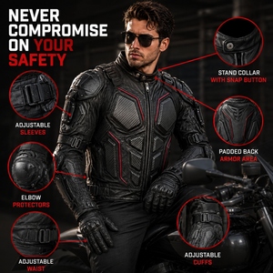 Custom Armored Motorcycle Leather <b>Jacket</b> Waterproof Windproof Winter Protective Riding Gear CE Armor Racing <b>Biker</b> <b>Jacket</b> Men - Product Image 6