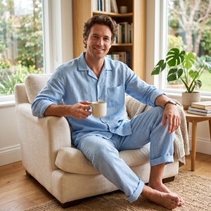 Men's <b>Summer</b> Polyester Knitted Fabric Quick Dry Breathable Casual <b>Pyjama</b> Set OEM ODM Wholesale Private Label Low MOQ - Product Image 4