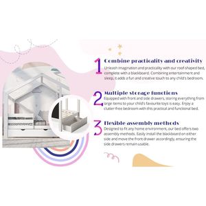 Letto a Castello Bianco con Opzione a Due Moduli, Lavagna e Cassetti per Bambini - Product Image 4