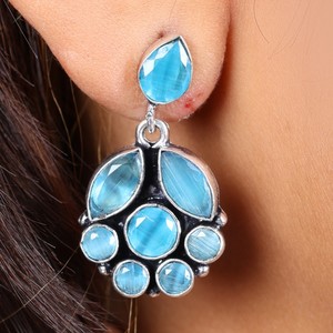 Bulk Wholesale Multi Stone <b>Oxidized</b> Drop Earrings Traditional Bohemian Lovers Design Party Jewelry Export Quality Manufacturer - Product Image 6