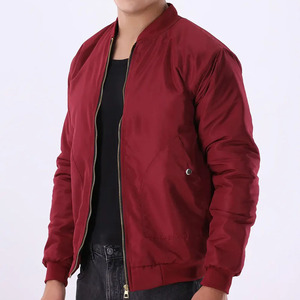 Blouson Bomber Homme Bordeaux Respirant avec Logo Frontal, Fermeture Éclair Décontractée, Col Montant, Coupe Droite, en Polyester, Vêtement d'Extérieur pour l'Automne - Product Image 4