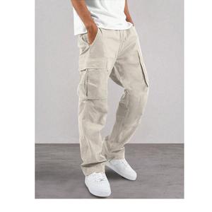 Pantalon Cargo de Sport Décontracté Droit en Toile Noire de Haute Qualité, avec Fermeture Éclair Élastique, Résistant aux Déchirures, en Tissu Peigné Lourd - Product Image 3