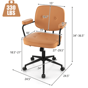 Sedia da Ufficio Ergonomica in Pelle PU con Schienale Reclinabile e Braccioli, Comodo Arredo per Ufficio - Product Image 6