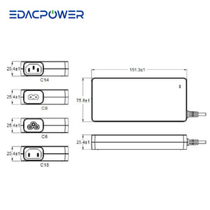 240W 5V 9V 12V 15V 20V 28V 36V 48V 5A 3A C14 C8 C6 C18 PD Charger (<b>USB</b> Type-<b>C</b>) EU Series for Industrial&Electronic Applications - Product Image 2