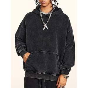 เสื้อฮู้ดผู้ชายแบบกำหนดเอง OEM ผ้าฟลีซ มีกระเป๋า ดีไซน์ย้อมสีแบบแอซิดวอช สไตล์เรโทร สตรีทแฟชั่น เสื้อกันหนาว - Product Image 1