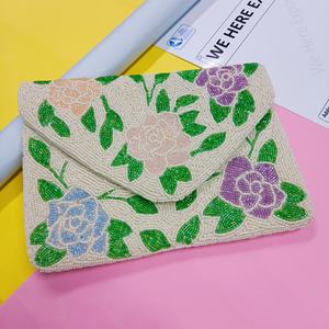 Bolsa de Almacenamiento Hecha a Mano con Cuentas, Diseño Floral Colorido, Diseño Bohemio Elegante y de Lujo, Ecológica, Duradera, 10x6 Pulgadas, Multiusos - Product Image 6