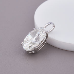 Pendentif solitaire en diamant de laboratoire taille ovale avec sertissage à griffes, plaqué rhodium, certifié IGI, en or blanc/rose/jaune 18 carats - Product Image 3