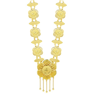 Conjunto de Joyería Larga Chapada en Oro de 14K, 18K, 24K al por Mayor, Estilo Tradicional de Dubái, Conjunto de Moda de Oro de Oriente Medio, Diseño Turco para Novias - Product Image 3