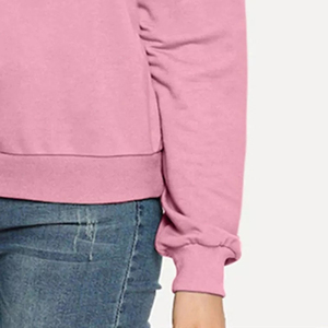 Sudadera Blanca de Manga Larga para Mujer, Cuello Redondo, 100% Algodón, Tejido de Punto, Color Sólido, Estilo Casual para Otoño - Product Image 4