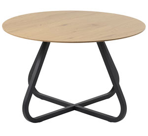 Table de salle à manger de style urbain, plateau rond en bois de manguier massif, mobilier de luxe pour la maison avec pieds en métal noir design - Product Image 1