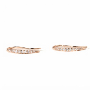 Boucles d'oreilles rampantes courbées en or massif 10K 14K 18K avec diamant de laboratoire taille ronde et barre en croissant, bijoux de mariée élégants et raffinés - Product Image 1