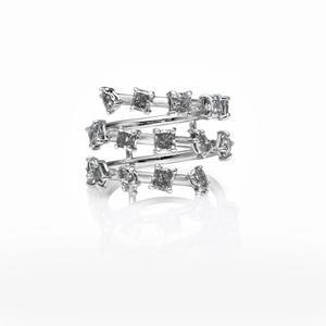 Bague spirale en or jaune plaqué rhodium avec diamant gris de forme fantaisie mixte de 2,77 carats, pour fiançailles et anniversaire - Product Image 1