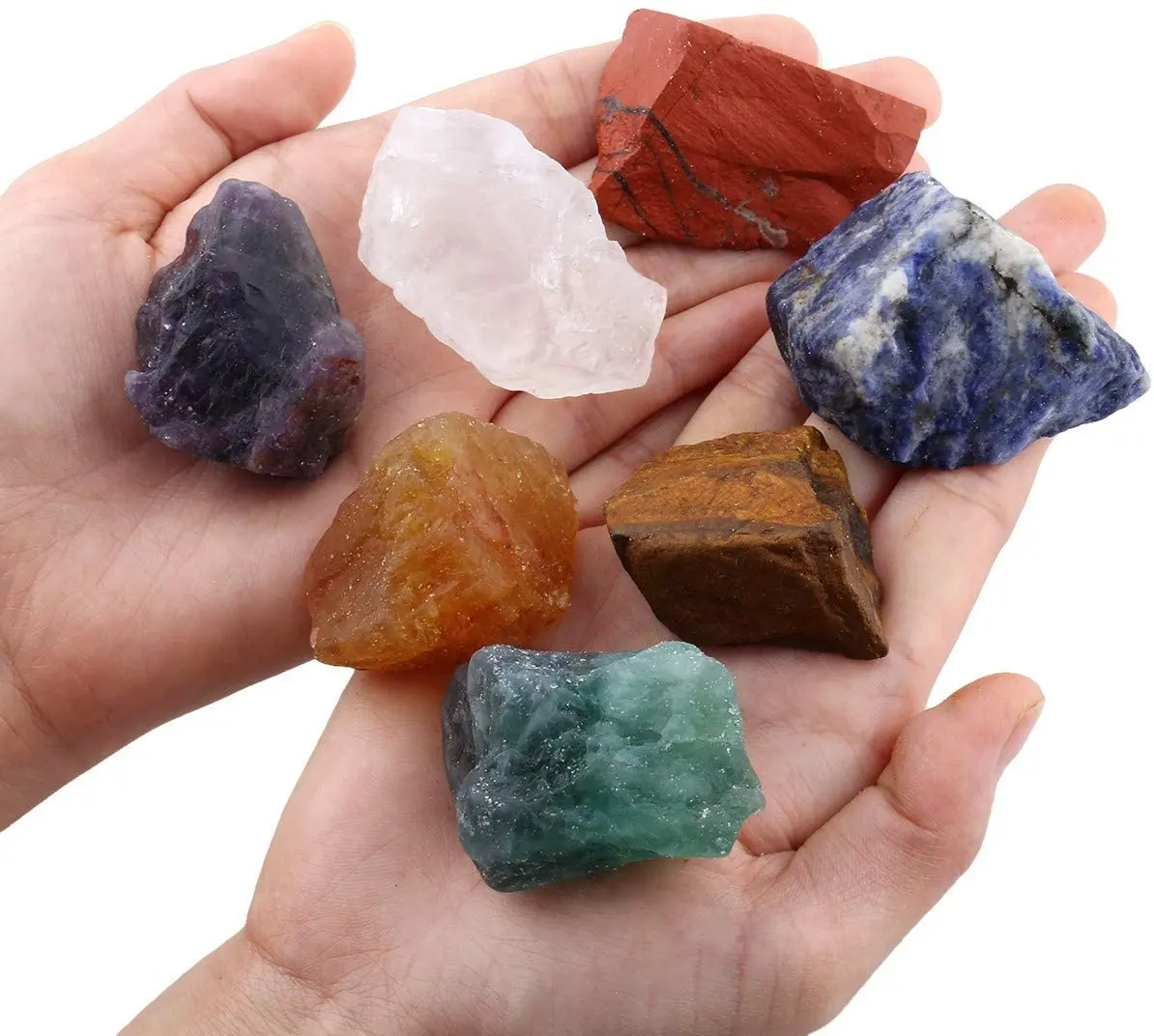 Raw natural preciosa pedra de gema de cura, multi cores aventurina sete chakra 7 pedras de cristal decoração interior de escritório em casa