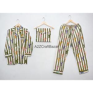 Conjunto de Pijama de Dos Piezas para Mujer, Manga Larga, Estampado Floral, Algodón, Tejido de Punto Transpirable y Cómodo, Cintura Elástica - Product Image 4