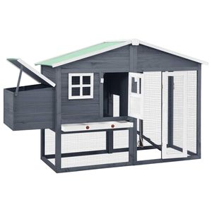 Gallinero de Madera Contrachapada de Abeto Sólido en Gris y Blanco con Jaulas para Animales de Acero Galvanizado - Product Image 2