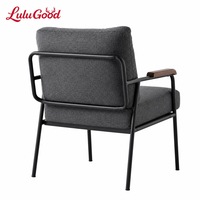 VINGLI Ensemble de 2 fauteuils d'appoint modernes du milieu du siècle, petits fauteuils rembourrés confortables et peu encombrants, accoudoirs en bois, pieds en métal