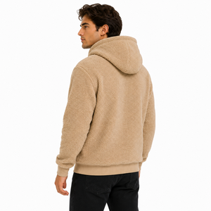 Custom <b>Men</b> <b>Sherpa</b> Hoodie <b>Fleece</b> Pullover Sweatshirt Kangaroo Pocket Solid Color Custom <b>Men</b> <b>Sherpa</b> Hoodie <b>Fleece</b> Pullover - Product Image 4