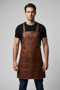 Delantal de Cuero para Hombre, Clásico, Reutilizable, para Uso Diario, para Hornear, Duradero, con Múltiples Bolsillos, de Cuero Vacuno Marrón - Product Image 6