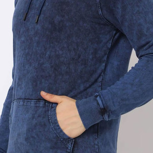 Sweat-shirt à capuche en coton bleu délavé pour homme, coupe classique, tricoté, décontracté, avec poche, style automne - Product Image 5