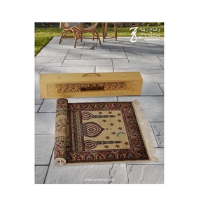 Tapis de prière en laine et soie noué à la main ZYN AH, motif médaillon, antidérapant, rectangulaire, style musulman, pour extérieur - Product Image 5