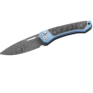 Navajas Plegables Azul y Negro con Hoja con Patrón Decorativo y Mango Texturizado, Clip de Bolsillo para Camping y Uso en Exteriores - Product Image 1