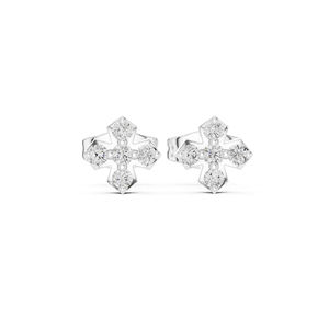 Boucles d'oreilles de fiançailles en or blanc 14 carats avec diamant rond cultivé en laboratoire pour femmes |   Nouveau diamant cultivé - Product Image 1