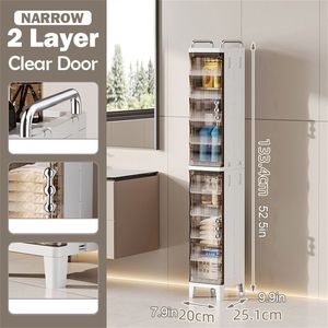 7.87*9.96*52.76 pollici stretto spazio pieghevole armadio portaoggetti in plastica magnetica porta portaoggetti armadietto bagno bagno - Product Image 3