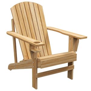 Sedia Adirondack Moderna con Portabicchieri in Legno Naturale e Plastica Pieghevole per Uso Esterno - Supporta 150 kg per Patio, Giardino, Balcone, Spiaggia - Product Image 1