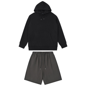 Conjunto de Sudadera con Capucha y Pantalones Cortos para Hombre, Ropa Deportiva Informal de Dos Piezas, Ropa Deportiva Activa, Ropa de Calle, 100% Algodón Transpirable - Product Image 2