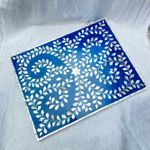 Bandeja de diseño único con incrustaciones de nácar, bandeja de servir de nácar, bandeja de MDF, bandejas decorativas, bandeja de resina a un precio muy razonable. - Product Image 6