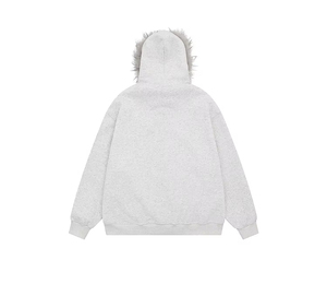 Sweat-shirt d'hiver pour femme Fasmic International, imprimé vintage, à capuche, doublé, avec bordure en fausse fourrure, en tissu tricoté en coton, fermeture éclair sur le devant - Product Image 2