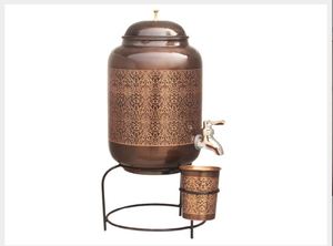 Copper-Treated Double Wall <b>Water</b> <b>Container</b> with Straw and Handle-Morning Drinking Solution Easy & Healthy Storage & Serving - Product Image 4
