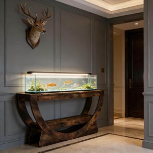 Consolle a 2 livelli con ripiani portaoggetti e struttura ad arco per ingresso o foyer - Product Image 2