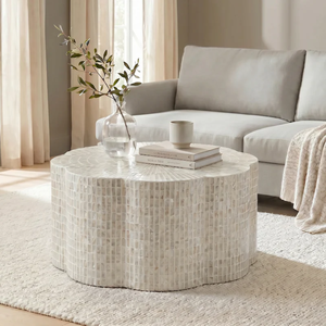 Table basse moderne de haute qualité avec bord festonné en nacre, ensemble de tables basses de luxe faites à la main, faible MOQ, provenance du Vietnam - Product Image 3