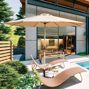 Ombrellone da Patio da 3 Metri con Manovella Inclinabile a Pulsante, Protezione UV e Impermeabile, per Tavoli da Esterno e Basi per Ombrelloni da Mercato - Product Image 1