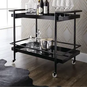 Carrito de Metal Hecho a Mano de Última Tendencia, Elegante Carrito de Bebidas de Metal Hecho a Mano, Plateado, Seguro, de Zaid Exports - Product Image 2