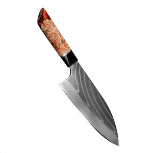 Cuchillo de Cocina de Damasco de 7 Pulgadas, 67 Capas de Acero de Damasco con Mango de Concha de Abulón - Product Image 2