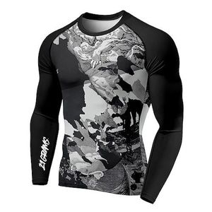 Professional Quick-Dry Anti-Bacterial Polyester/Nylon <b>Surfing</b> Shirt UPF 50+ Men's Long Sleeve BJJ Rashguard Swim - Product Image 3