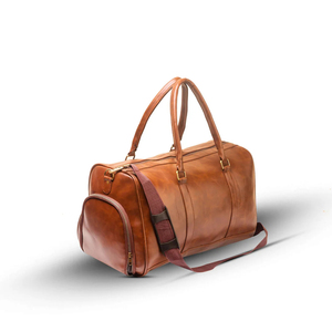 Custom Logo Large Capacity Vintage <b>Duffel</b> <b>Bags</b> for Men Genuine Real Leather Brown Overnight Weekend Travel Garment <b>Bags</b> Factory - Product Image 5