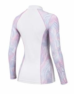 เสื้อแรชการ์ดแขนยาวผู้หญิงลายหินอ่อนสีขาวชมพูฟ้า ป้องกันรังสียูวี ผลิตจากผ้าสแปนเด็กซ์โพลีเอสเตอร์ เป็นมิตรต่อสิ่งแวดล้อม แห้งเร็ว กำลังเป็นที่นิยม - Product Image 4