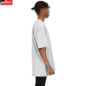 Camiseta de Manga Corta Oversize para Hombre INDEX, Color Gris, Cuello Redondo, Informal, de Algodón Jersey, Corte Sólido, Largo Extendido - Product Image 2