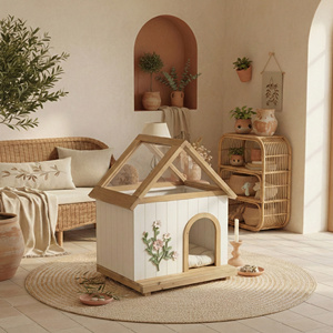 Casa Moderna para Gatos de Cedro con Techo Acrílico, Refugio para Mascotas de Madera Blanca para Interiores y Exteriores, para Gatos y Perros Pequeños - Product Image 3