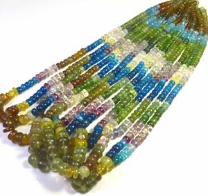 ลูกปัดอพาไทต์หลากสีสวยงาม ขนาด 16 นิ้ว ลูกปัดอพาไทต์ธรรมชาติเจาะรูตรงกลาง ขนาด 4.5-7.5 มม. ลูกปัดรอนเดลล์เรียบเนียน สำหรับทำเครื่องประดับ - Product Image 3