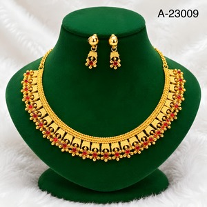 Women's 24K silver Plated Jewelry Set <b>Necklace</b> Earrings Ring Classic Design <b>Ruby</b> Inlay A-23156 - Product Image 2