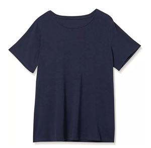 Camisetas extragrandes de algodón 100% de alta calidad para mujer Camiseta lisa de manga corta a granel azul marino personalizada para verano con logotipo - Product Image 1