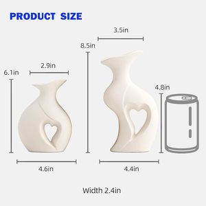 Heart Shape Ceramic <b>Vase</b> Modern Boohoo Hollow Flower <b>Vases</b> | Nordic Aesthetic Decorative <b>Vases</b> for Room - Product Image 2