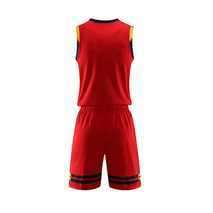 Conjunto de Uniforme de Baloncesto Ekin Impex Rojo sin Mangas con Cuello en V, Absorbente de Humedad, Transpirable para Adultos, Uniformes de Baloncesto Reversibles - Product Image 4